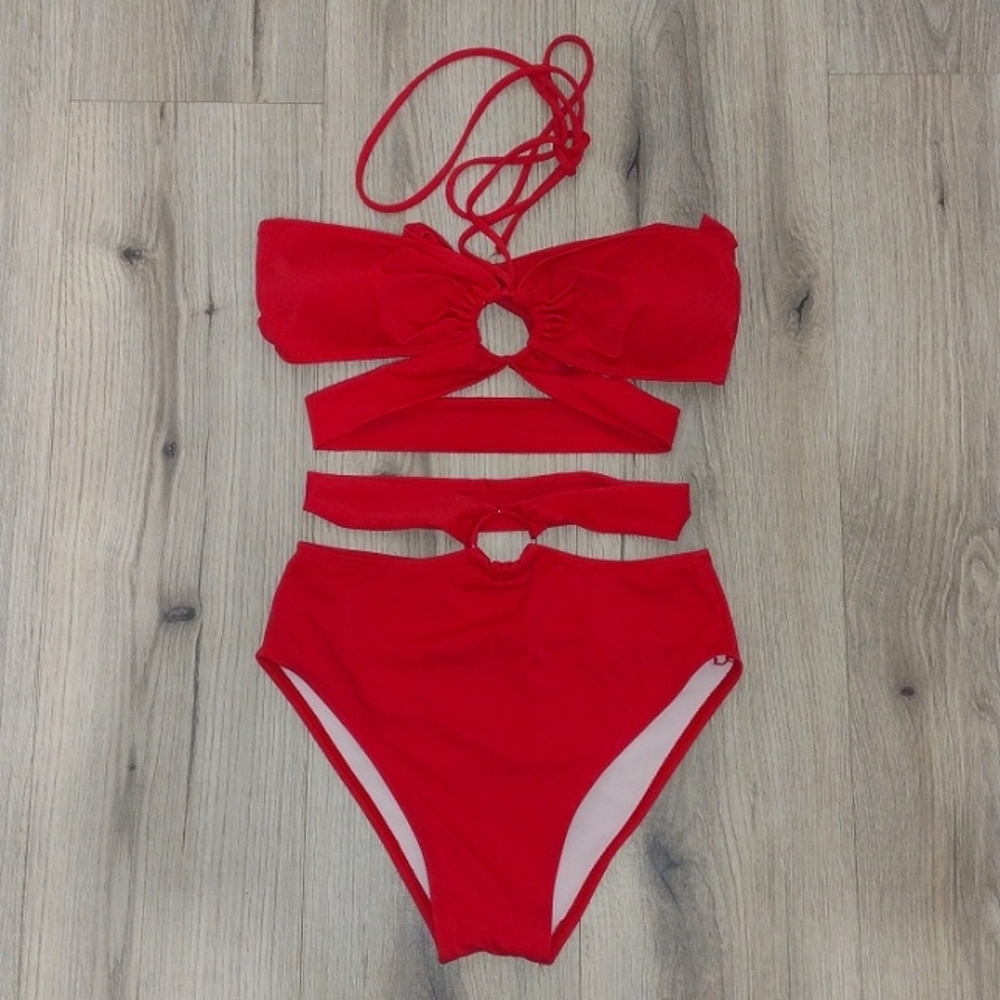Sexy cut out red bikini